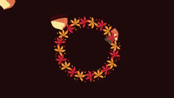 Autumn Season Acorns Pattern Animation Video Animated — Stock Video