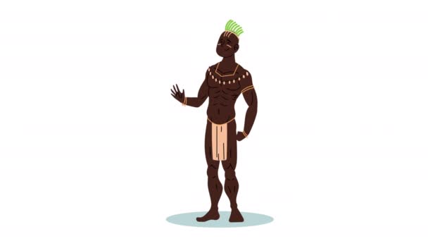 Férfi Afrikai Őslakos Karakter Animáció Videó Animált — Stock videók