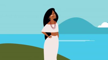 İnka kadın yerli karakter animasyonu, 4k video animasyonu