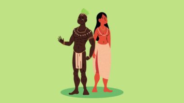 Kadın yerli ve erkek Afrikalı aborjin, 4k video animasyonu