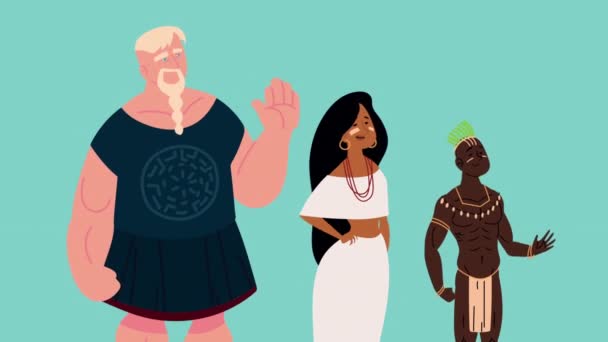 Különböző Etnikumok Világ Videó Animált — Stock videók
