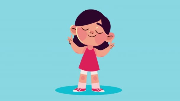 Little Girl Kid Character Animation Video Animated — Stockvideo
