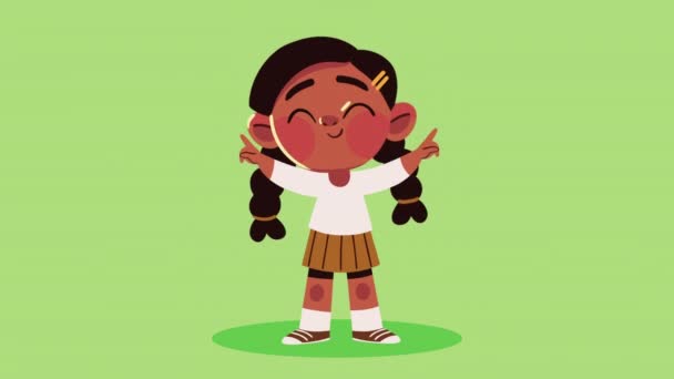 Niña Con Trenzas Animación Video Animado — Vídeos de Stock