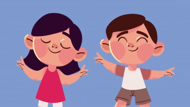Kisgyerekek Pár Karakter Animáció Videó Animált — Stock videók