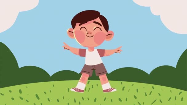Little Boy Kid Character Animation Video Animated — стоковое видео