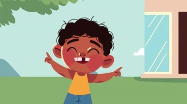 Küçük afro çocuk karakter animasyonu, 4k video animasyonu