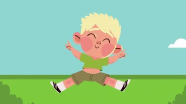 Küçük sarışın çocuk karakteri animasyonu, 4k video animasyonu