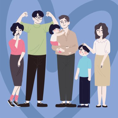 Koreli aile üyeleri karakterleri, vektör biçimi