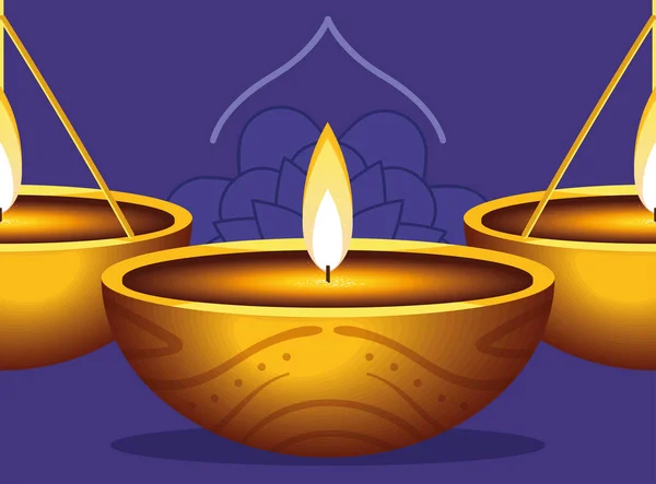 Diwali Hindu Diya Luz Design — Vetor de Stock