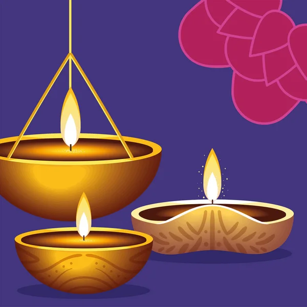 Diya Diwali Fények Design — Stock Vector