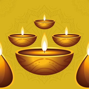 Diwali kutlaması için Diya ışıkları