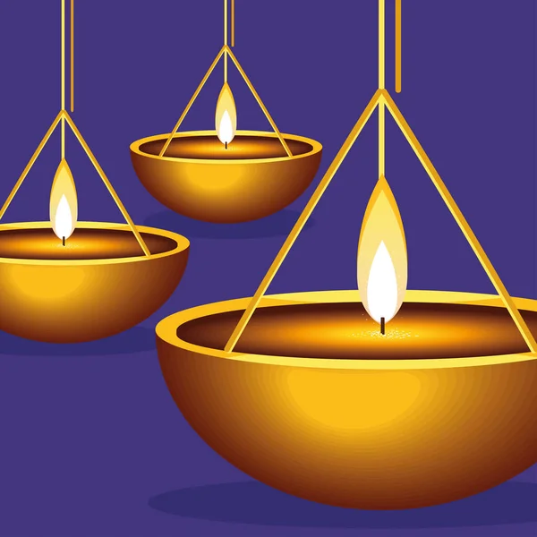 Hängande Diya Fest Diwali Design — Stock vektor