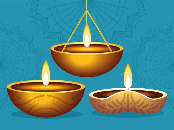 Diwali Hinduizm Świąteczne Światła Lampy — Wektor stockowy