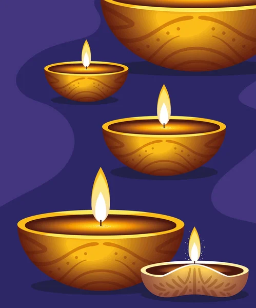 Diwali Luz Decoración Diya — Archivo Imágenes Vectoriales