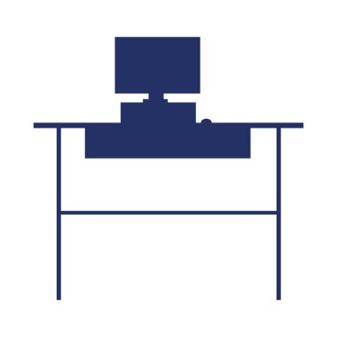 siluet çalışma masası ve bilgisayar