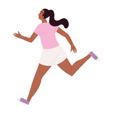 Koşucu kadın spor simgesi izole edilmiş stil