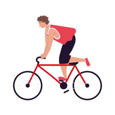 Bisiklet ikonu süren genç adam izole edilmiş.