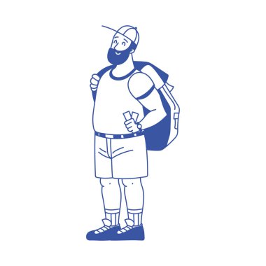 Sırt çantası simgesi olan gezgin izole edildi