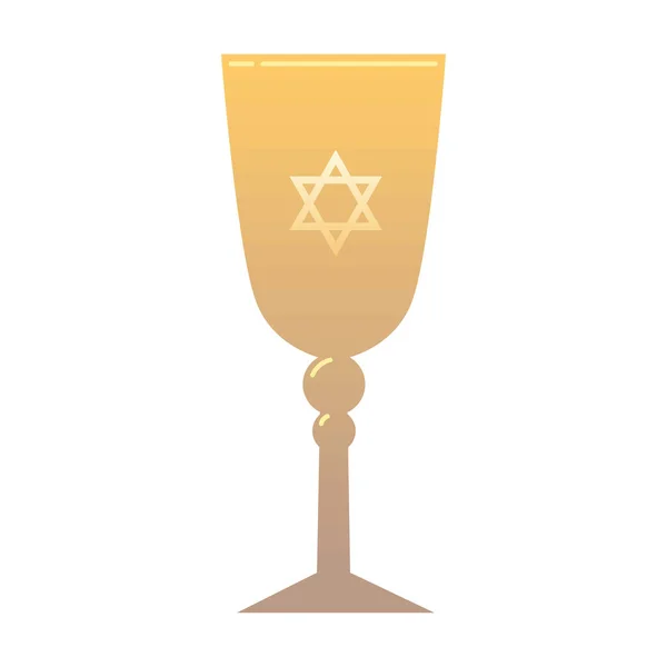 Gouden Beker Voor Hanukkah Pictogram Geïsoleerde Stijl — Stockvector