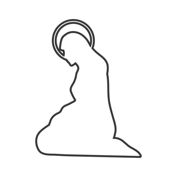 Holy Virgin Mary Nativity Icon Linear — Stock Vector