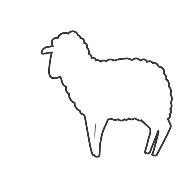 羊の動物の線型アイコンは — ストックベクタ