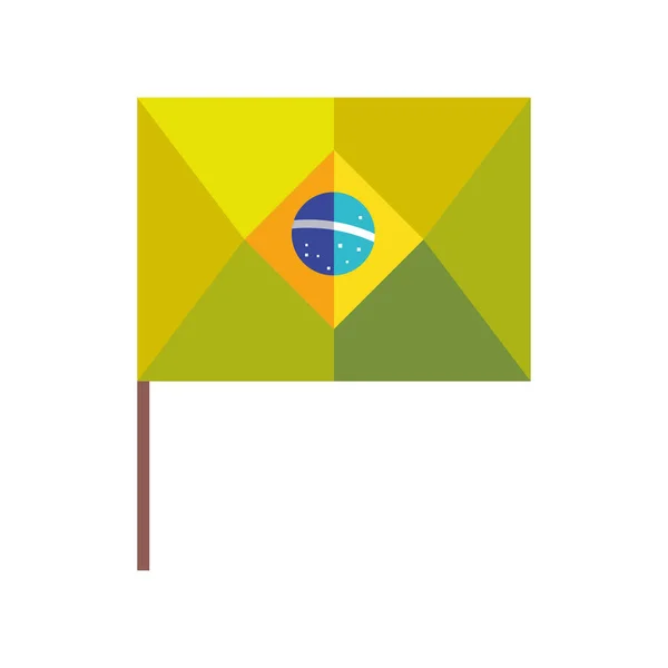 ブラジルの幾何学的アイコン孤立スタイルの旗 — ストックベクタ