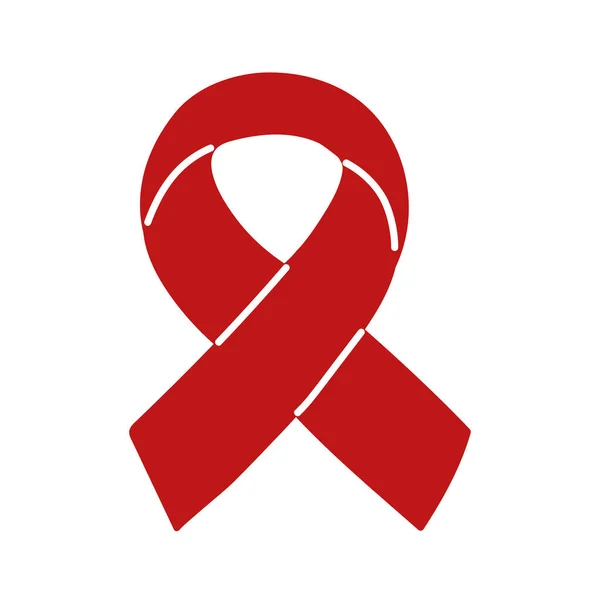 Red Ribbon Emblem Aids Icon Isolated — Stock Vector