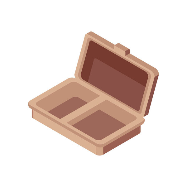 isometric empty lunch box, sustainable living icon