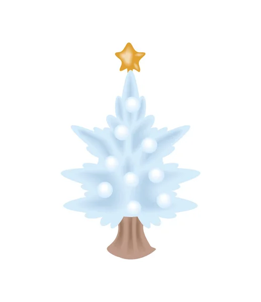 Белый Рождественская Елка Звезда Икона Изолированный Стиль — стоковый вектор