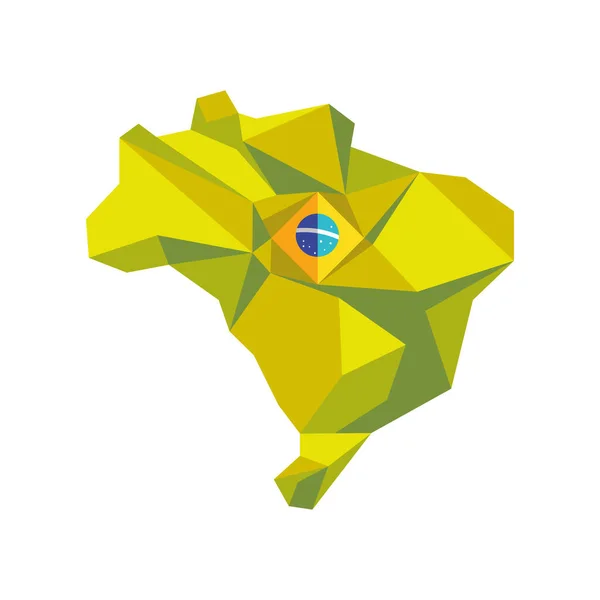 Mappa Del Brasile Icona Geometrica Stile Isolato — Vettoriale Stock