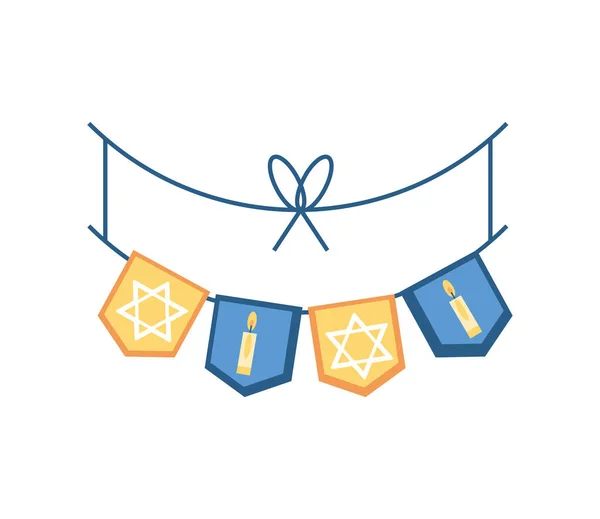 Garland Decoration Hanukkah Icon Isolated Style — Stock Vector