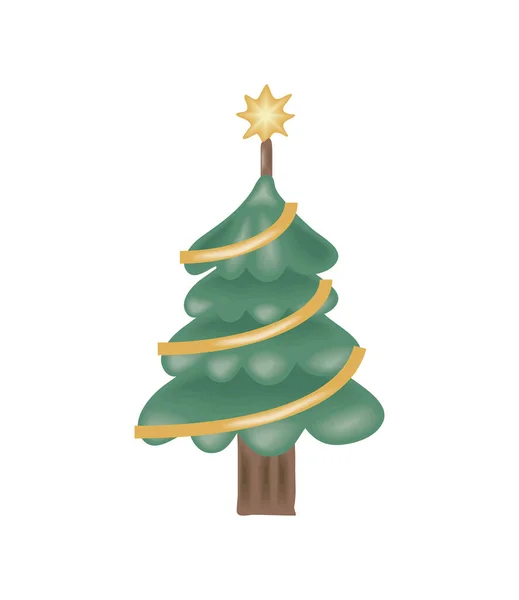 Árvore Natal Decoração Ícone Isolado Estilo — Vetor de Stock