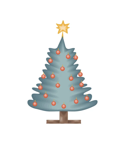 Árbol Navidad Con Icono Estrella Estilo Aislado — Vector de stock