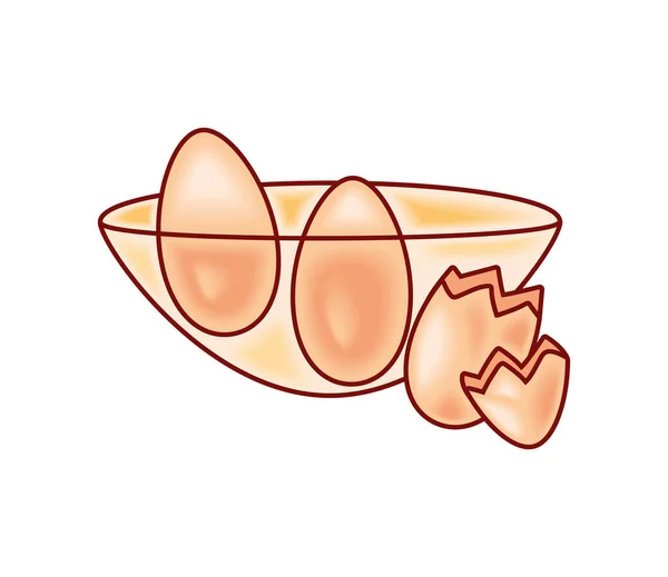 Αυγά Στο Εικονίδιο Μπολ Απομονωμένο Στυλ — Διανυσματικό Αρχείο