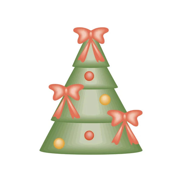 Jul Träd Och Bågar Ikon Isolerad Stil — Stock vektor