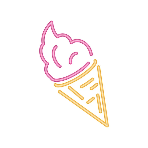 冰淇淋 霓虹灯食物图标被隔离 — 图库矢量图片