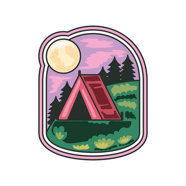 Camping Avontuur Badge Pictogram Geïsoleerd — Stockvector