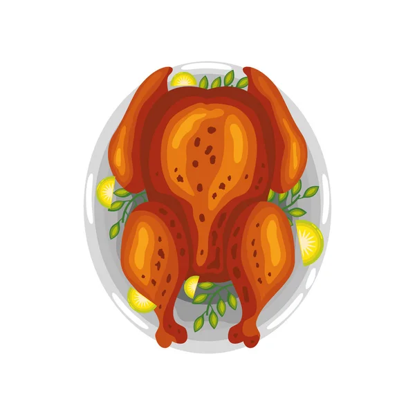 火鸡晚餐感恩节图标孤立的风格 — 图库矢量图片