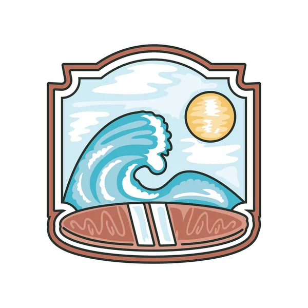 Surf Mer Aventure Badge Icône Isolé — Image vectorielle