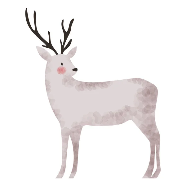 Deer Winter Animal Icon Isolated Style — Stock Vector