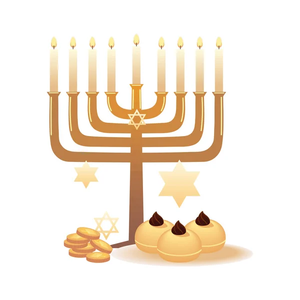 Hanukkah Celebración Tradicional Con Menorah — Vector de stock