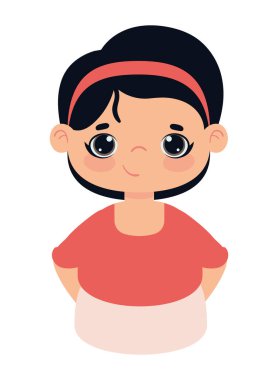 Sevimli küçük kız simgesi izole edilmiş stili