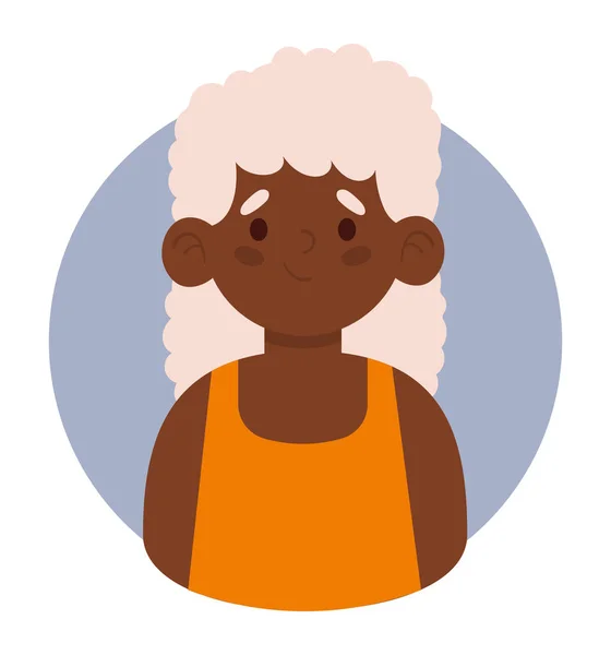 Afro Americano Nonna Avatar Icona Isolato — Vettoriale Stock