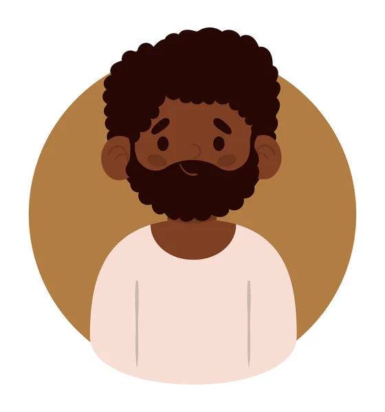 Barbuto Afro Uomo Avatar Icona Isolato — Vettoriale Stock