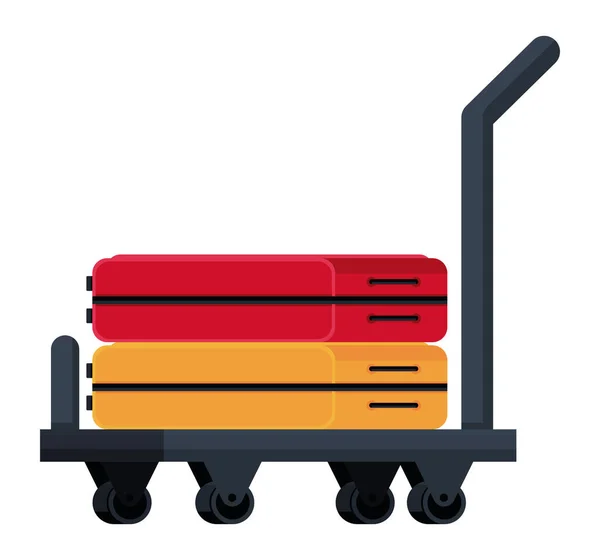 Handcart Baggage Flat Icon — Stock Vector