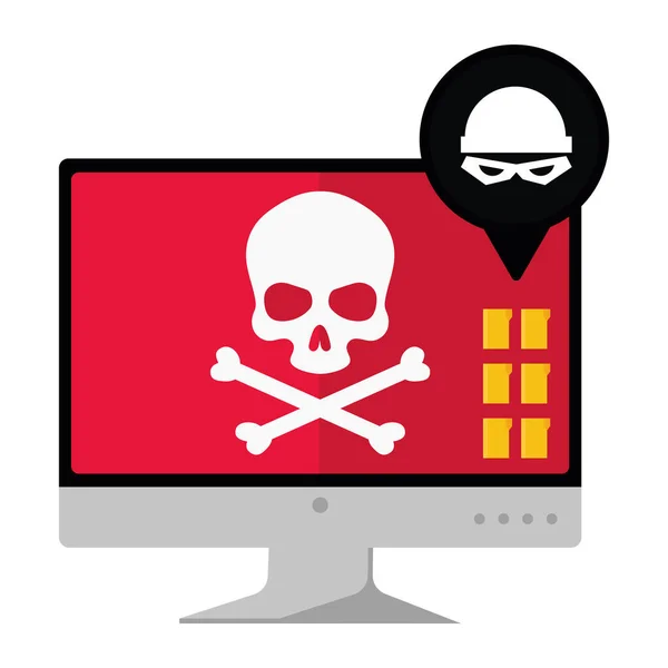 Bilgisayar Saldırısı Virüs Siber Güvenlik Simgesi — Stok Vektör