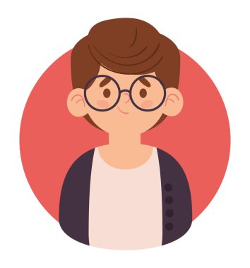 Gözlüklü çocuk avatar simgesi izole