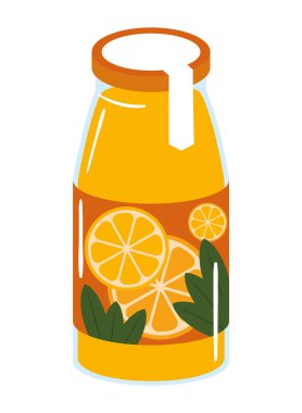 Şişe içecek ikonunda portakal suyu izole