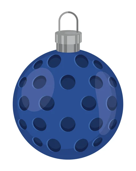 Pallina Punteggiata Blu Icona Natale Isolato — Vettoriale Stock