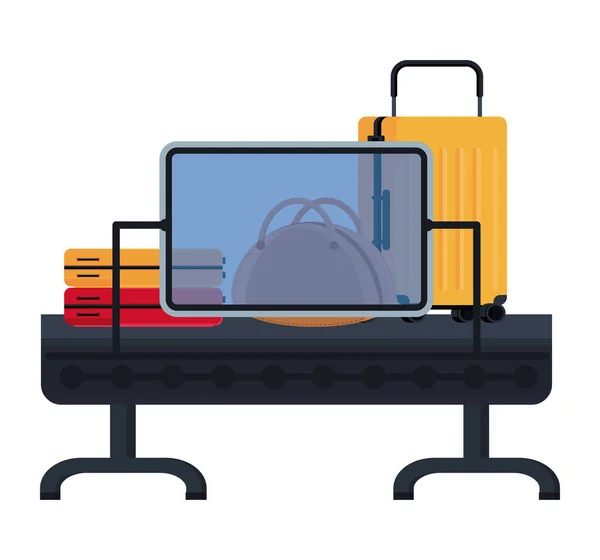 Airport Conveyor Scanner Baggage Flat Icon — Stock Vector
